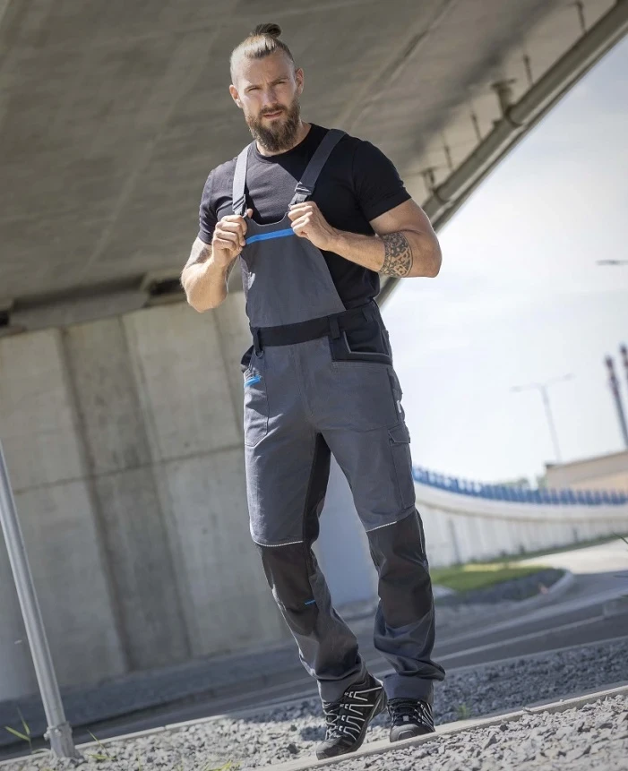 Pantaloni cu pieptar 4Xstretch, gri închis