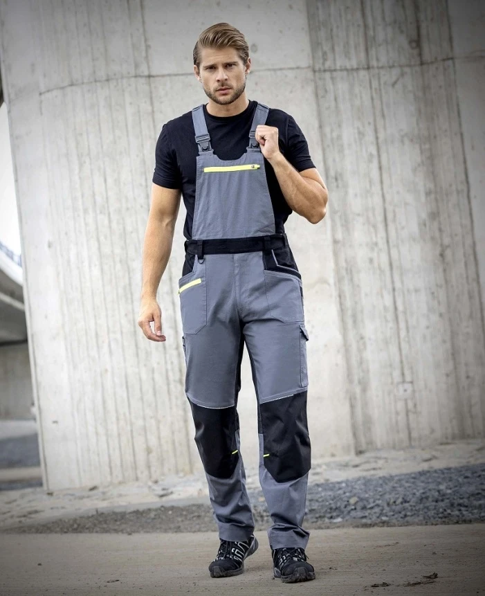 Pantaloni cu pieptar 4Xstretch, gri