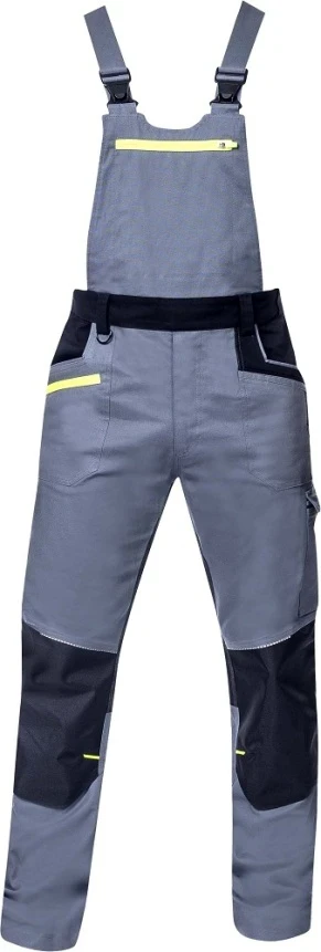 Pantaloni cu pieptar 4Xstretch, gri — vedere 2