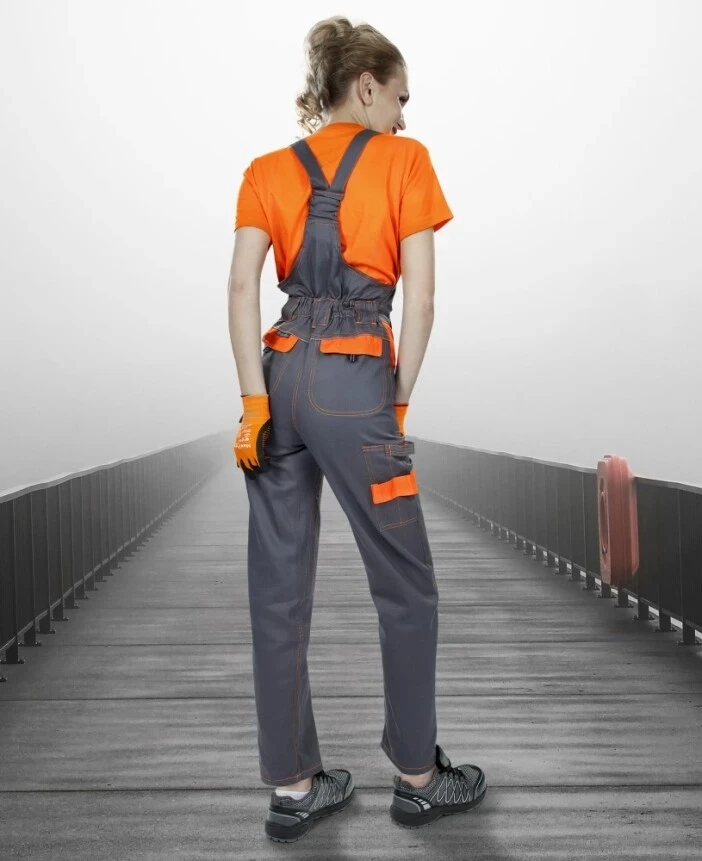 Pantaloni cu pieptar COOL TREND damă gri-portocalii — vedere 2