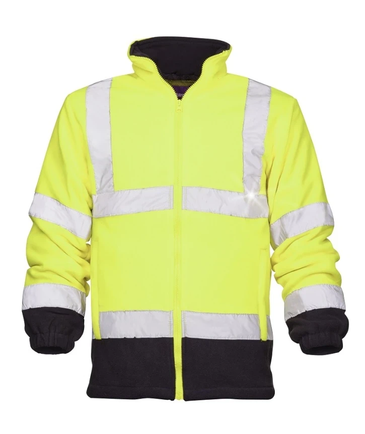 Jachetă fleece REF401 cu benzi reflectorizante, galbenă — vedere 2