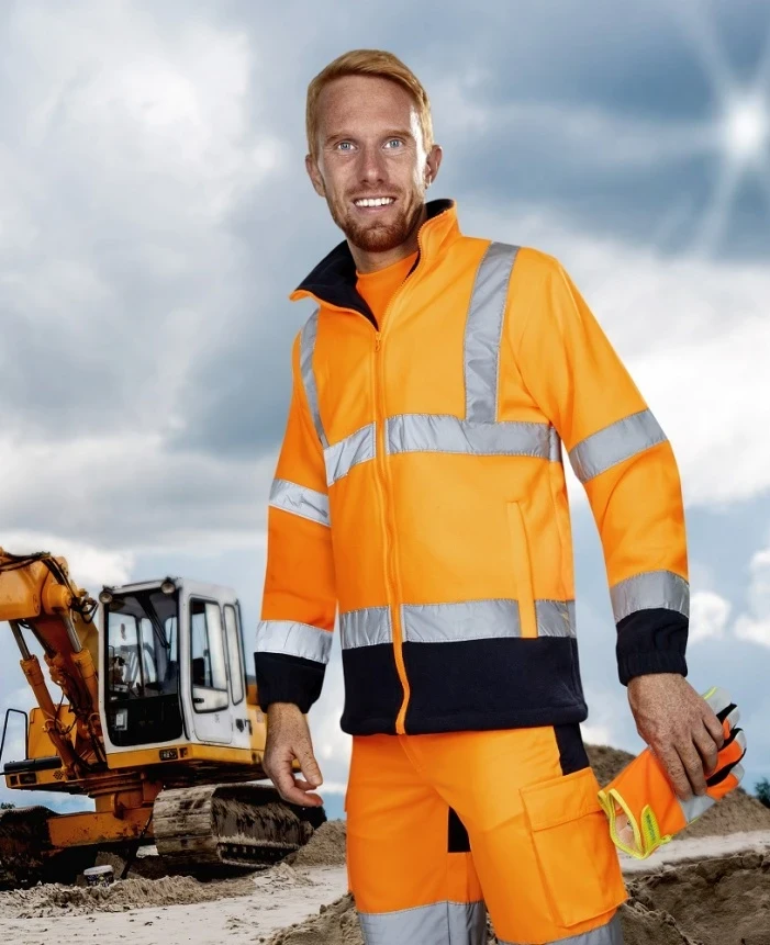 Jachetă fleece REF402 cu benzi reflectorizante, portocalie