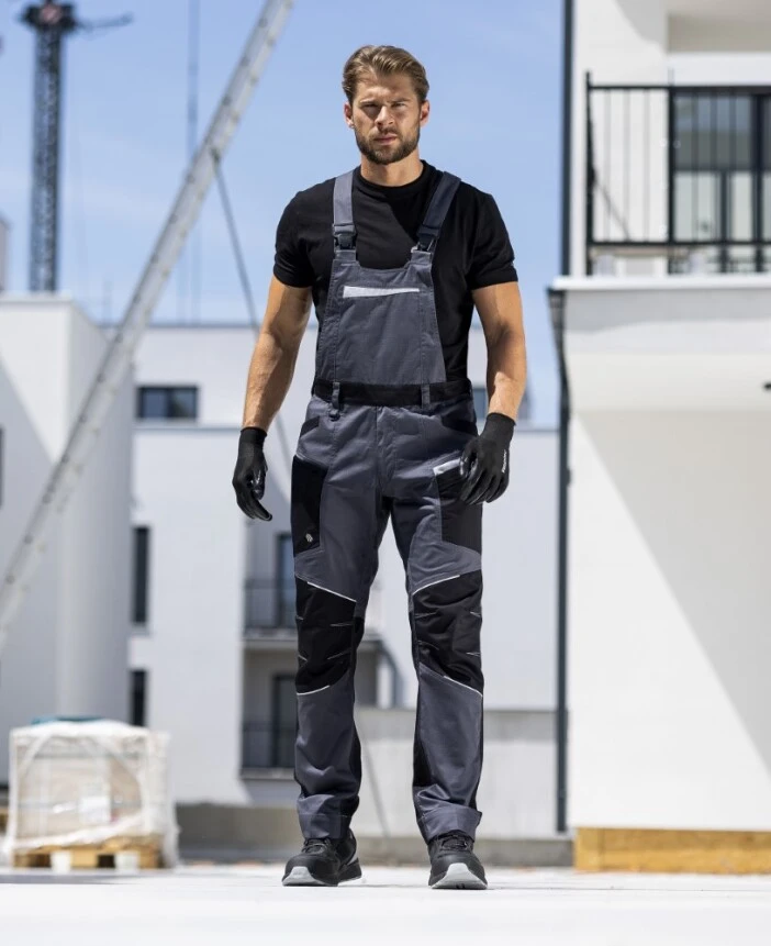 Pantaloni cu pieptar REFIWAN gri închis · H6222-46