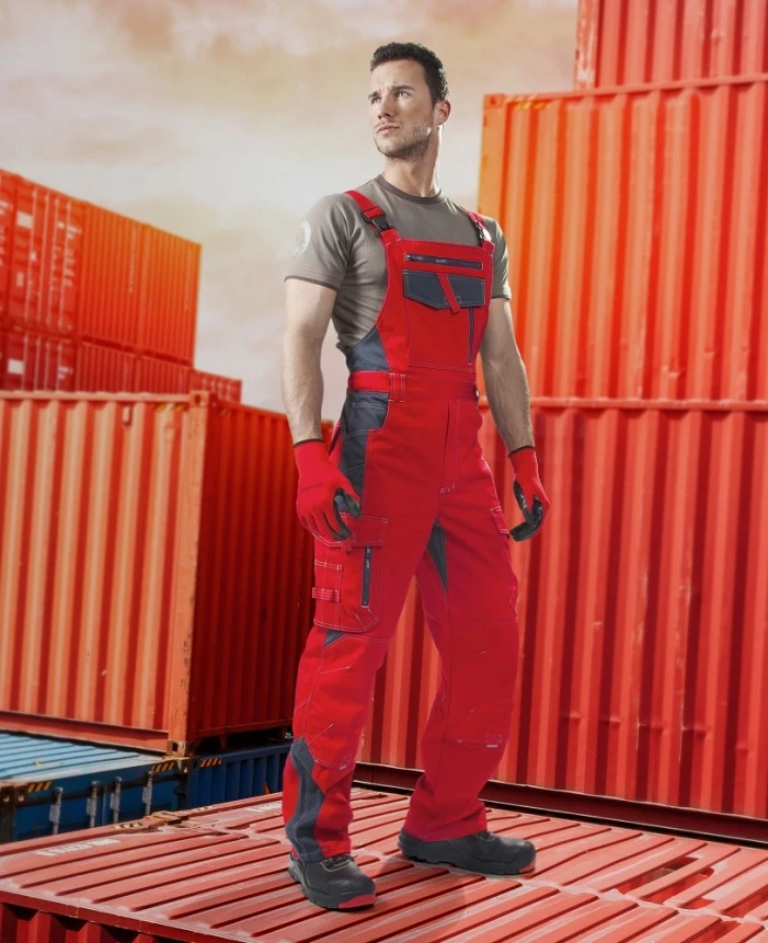 Pantaloni cu pieptar VISION, roșii · H9152-46